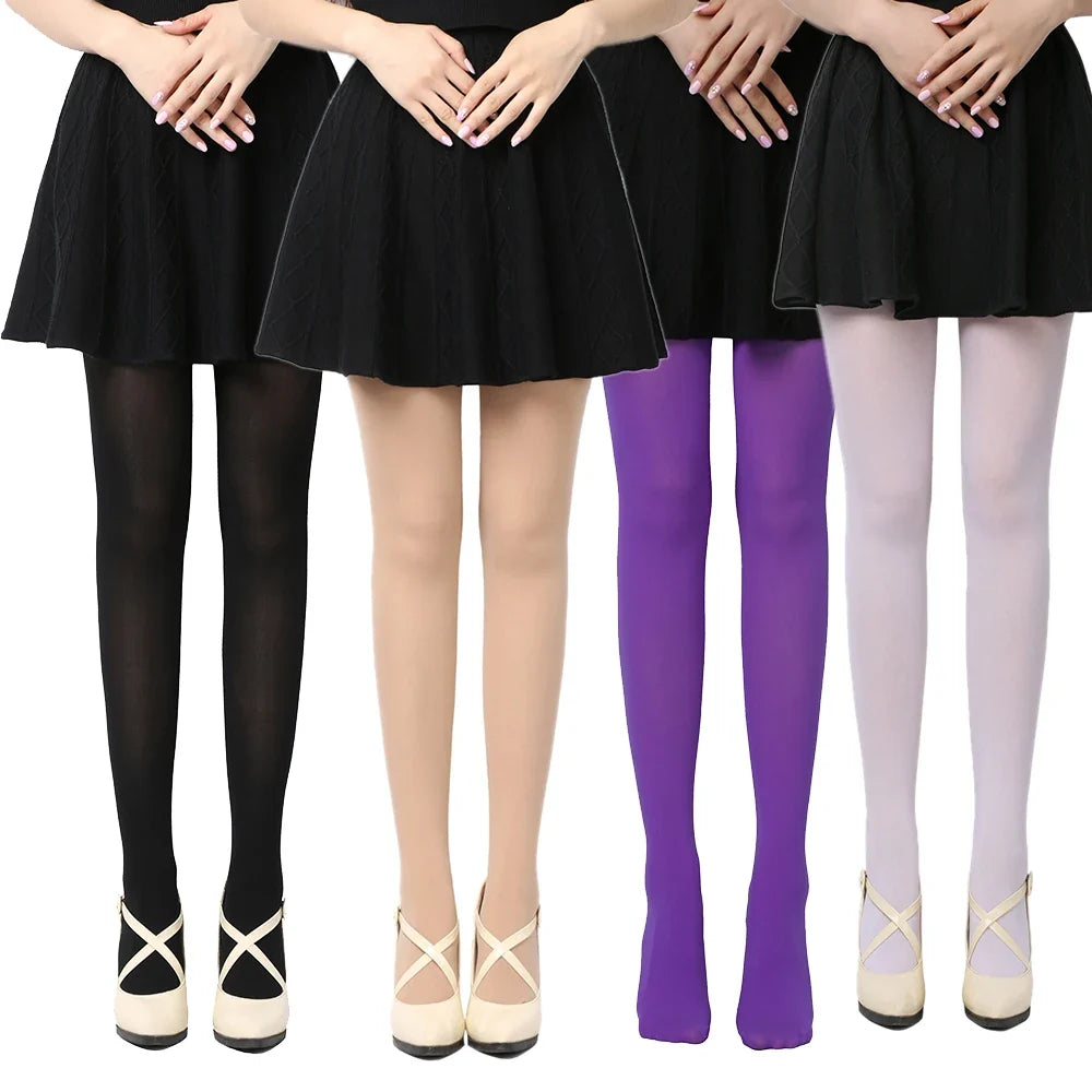 Women Black Opaque Tights - 120D Seamless Warm Nylon Footed Pantyhose Stockings For Winter And Autumn