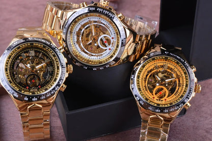 Winner Men's Luxury Mechanical Watch – Sport Design Bezel, Automatic Skeleton Dial, Fashion Montre Homme