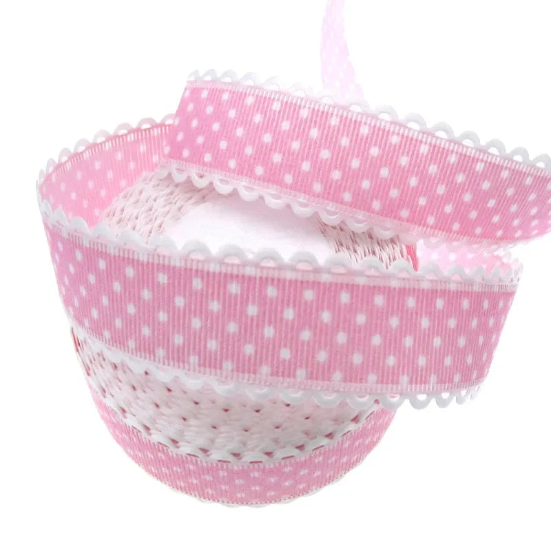 Polka Dot Lace Ribbon Roll - 20 Yards 1 Inch DIY Craft, Gift Wrapping & Scrapbooking Decoration Fabric