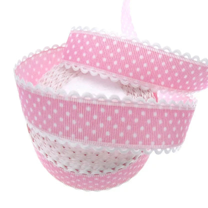 Polka Dot Lace Ribbon Roll - 20 Yards 1 Inch DIY Craft, Gift Wrapping & Scrapbooking Decoration Fabric