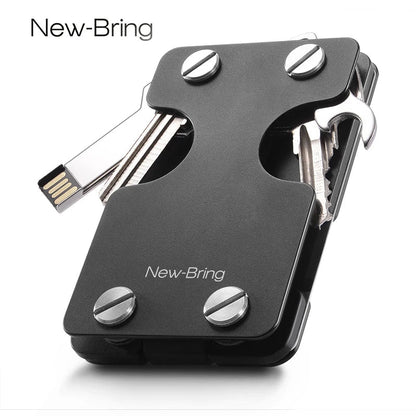 NewBring Multi-Functional Metal Money Clip – Men's Credit Card Wallet & Key Holder