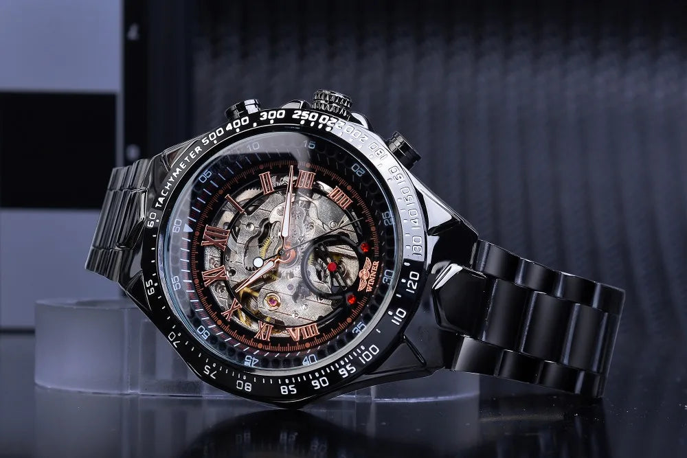 Winner Men's Luxury Mechanical Watch – Sport Design Bezel, Automatic Skeleton Dial, Fashion Montre Homme