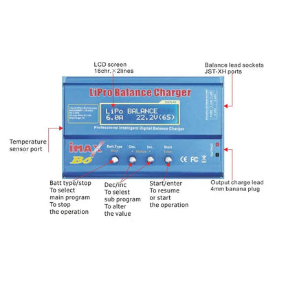 IMAX B6 Balance Charger for RC Helicopters – LCD NIMH/NICD Battery Discharger with 15A 6A Power Adapter