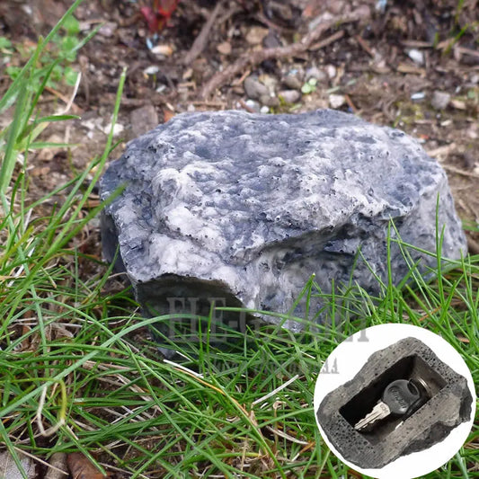 Outdoor Garden Key Safe Box - New Hidden Rock Design, Stone Safety Storage for Home and RV Keys, Secure Hide-a-Key Solution