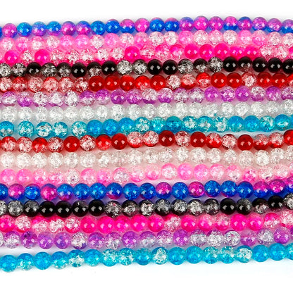 Crystal Glass Crackle Beads - 4/6/8/10mm Round Spacer Charm Beads for DIY Jewelry Making