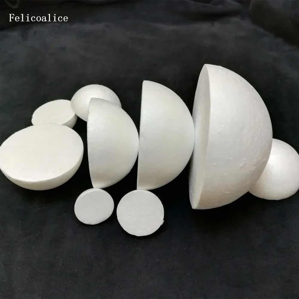 Half Round Styrofoam Foam Balls for DIY Crafts – Solid Polystyrene, 4–30cm for Christmas & Kids Projects