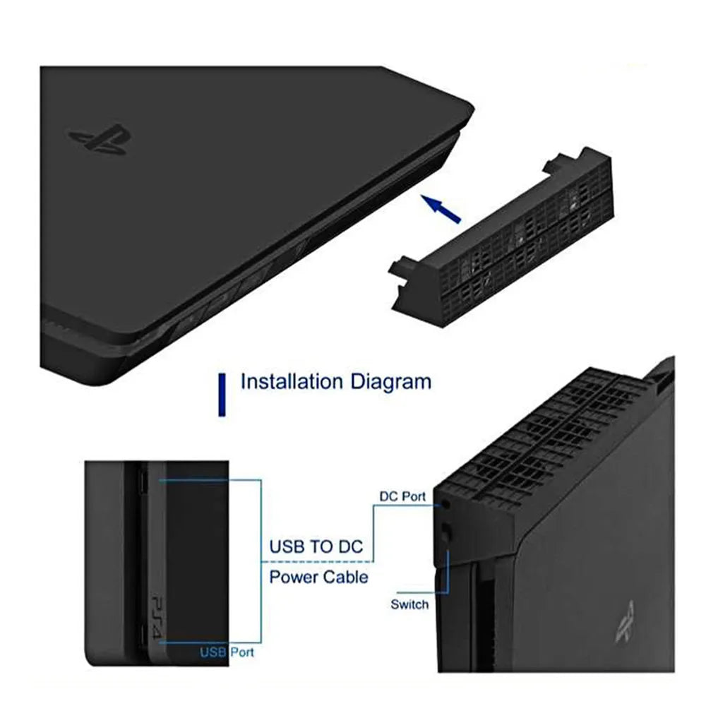 PS4 Slim Cooling Fan with Temperature Control — Game Console Accessory