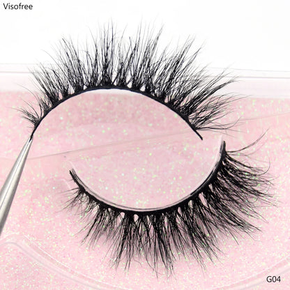 Visofree 3D Mink Eyelashes – Thick Handmade Full Strip Cruelty-Free False Lashes for Makeup M56