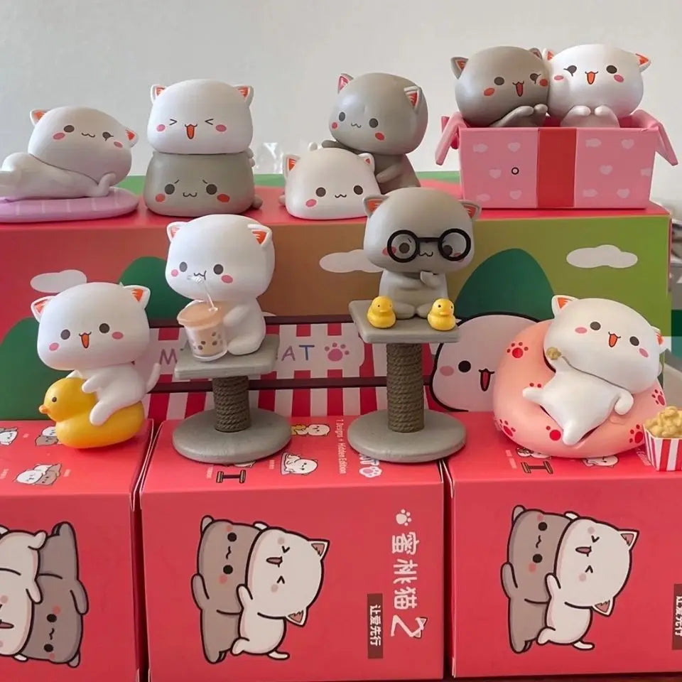 Mitao Cat Blind Box Toys – Cute Lucky Cat Cartoon Figures for Home Decor, 2 Seasons