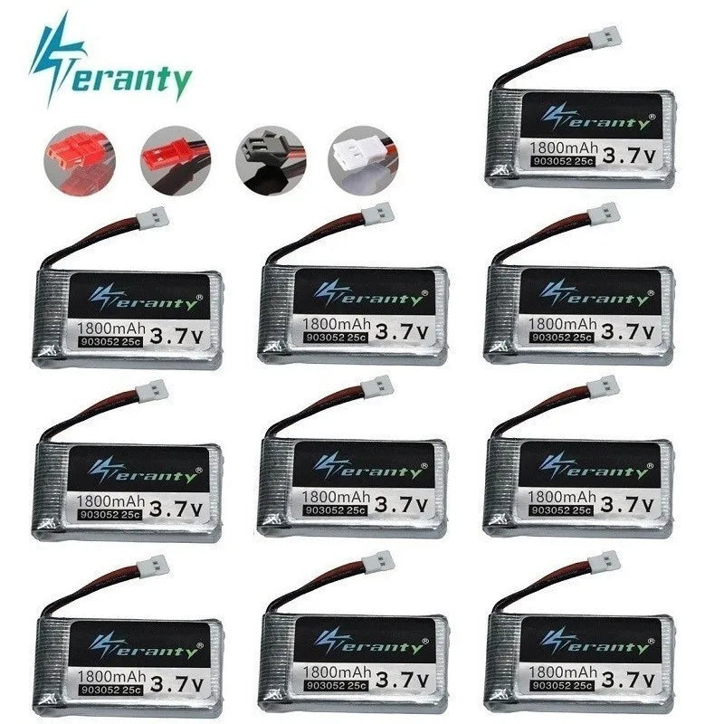 3.7V 1800mAh Rechargeable LiPo Battery - XH2.54 Plug for SYMA X5SW, KY601S & RC Drones