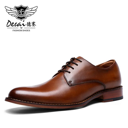 Men’s Genuine Leather Derby Shoes - Classic Business Dress and Casual Footwear for Office and Special Occasions
