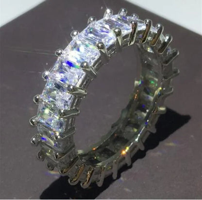 925 Sterling Silver Eternity Band Ring - CZ Diamond Promise Engagement Wedding Jewelry for Women & Men