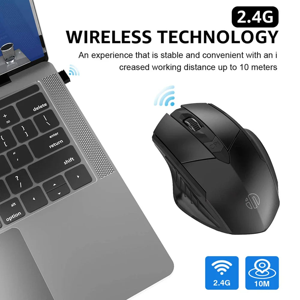 INPHIC Bluetooth Wireless Mouse – Rechargeable 2.4G Silent Office Mouse for PC, Laptop, Tablet, and Smartphone