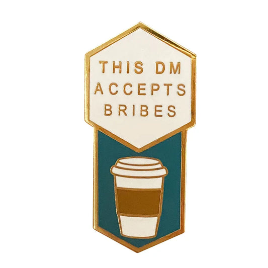 DND Dungeon Master Brooch Pin - Tasty Coffee Lapel Badge Tabletop RPG Gamer Collectible Accessory