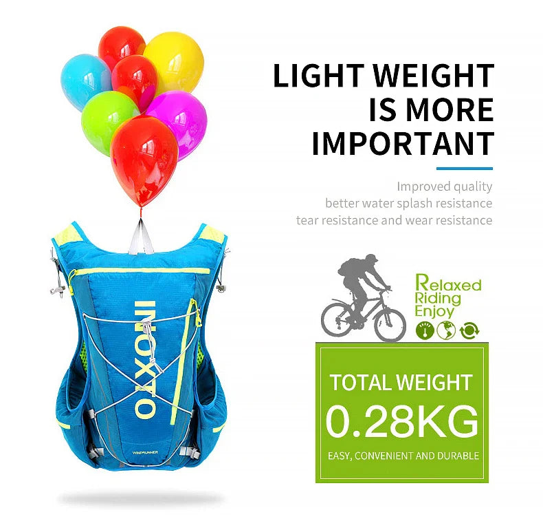 8L Running & Cycling Hydration Vest Backpack — Hiking & Marathon Water Pack with 1.5L Bladder and 500ml Bottle