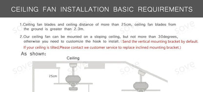 SOVE White Ultra-Thin 17cm DC Ceiling Fan — Low Floor Remote Control, Simple Design, No Light, 220V
