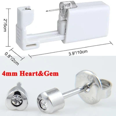 Disposable Sterile Ear Piercing Kit - Safe No Pain Tragus Piercing Gun Tool for Baby and Adult Ear Piercing