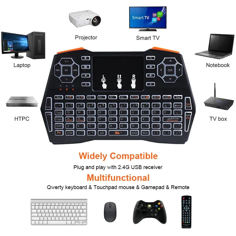 i8 Plus Mini Wireless Keyboard - 2.4GHz Air Mouse Remote With Touchpad For Android TV Box And PC