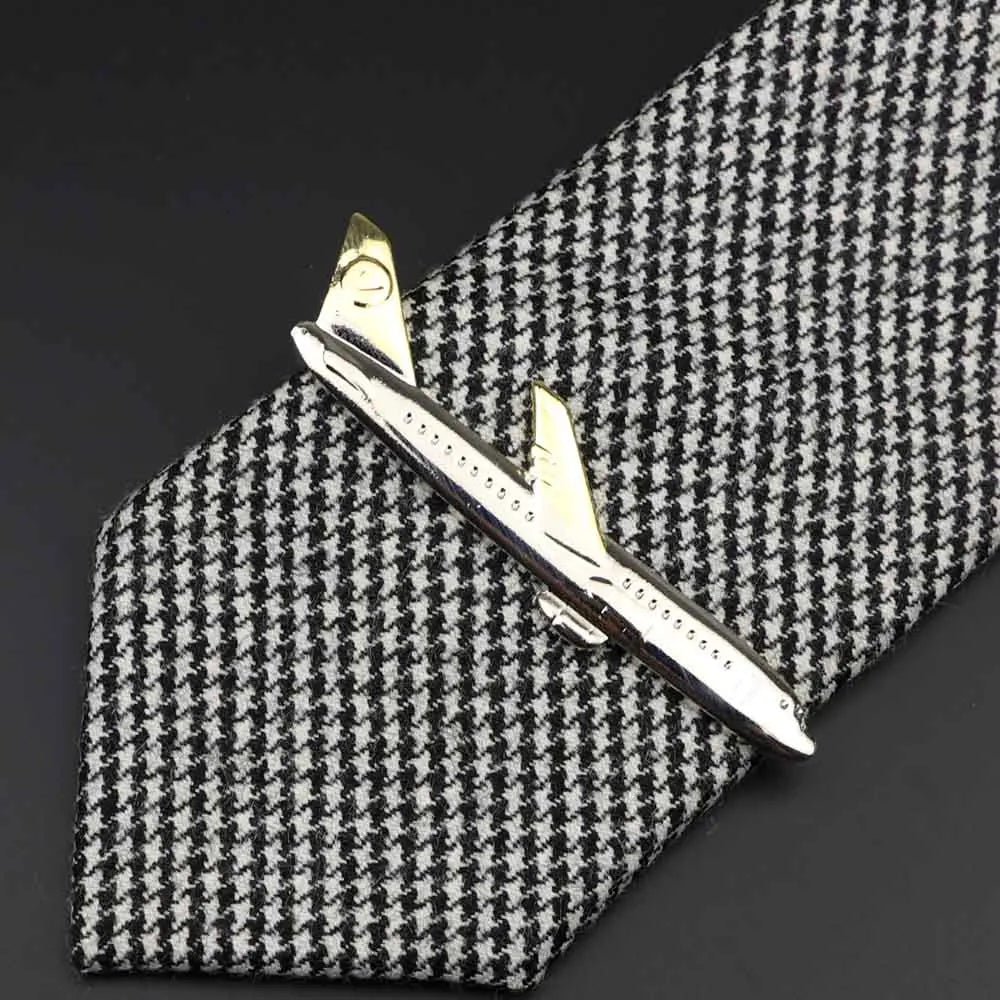 Men’s Stainless Steel Tie Clip - Car Airplane Fork Spoon Shape Necktie Pin Gift Accessory
