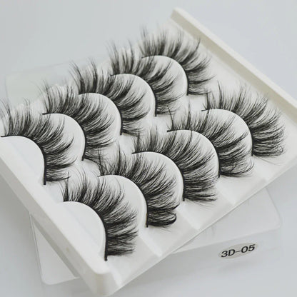 QSTY 5 Pairs 3D Mink False Eyelashes – Natural Long Dramatic Volume Black Lash Extensions
