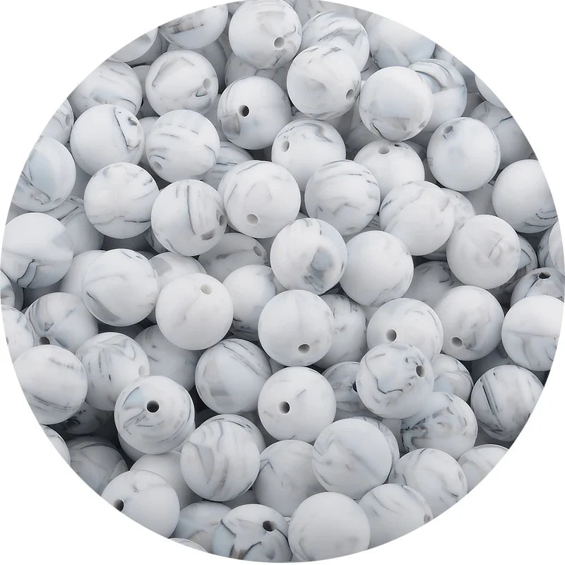 LOFCA Silicone Teething Beads - 20pcs 15mm Round Baby Chew Beads for DIY Teether Toys Infant Accessories