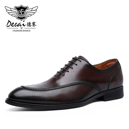 Men’s Genuine Leather British Dress Shoes - Elegant Carved Business & Formal Wedding Shoes for Classic Style