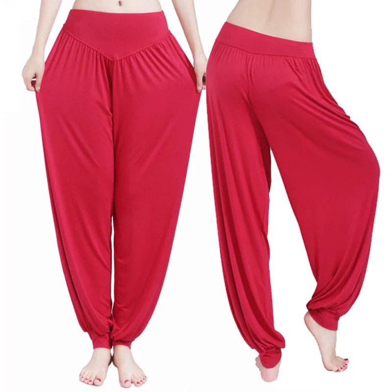 Women's Modal Dance Pants – Loose-Fit Wide-Legged Leotards for Latin & Yoga Practice, Soft Home Trousers N24