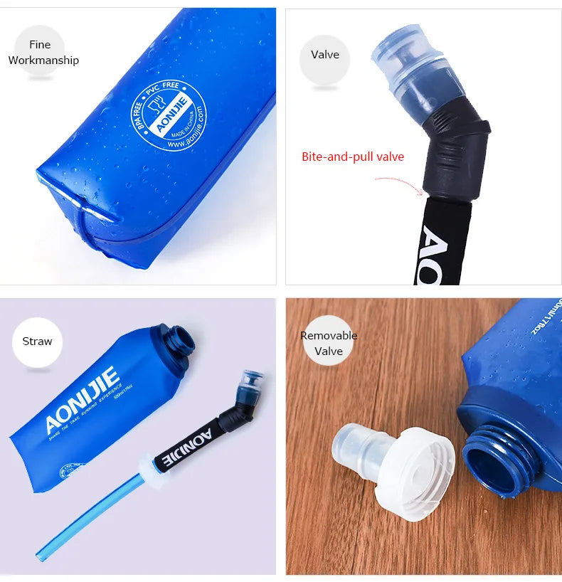 AONIJIE Soft Flask Water Bottle — 250ml/500ml Folding, Collapsible, TPU BPA-Free for Running Hydration Packs, Waist Bags & Vests (SD09/SD10)