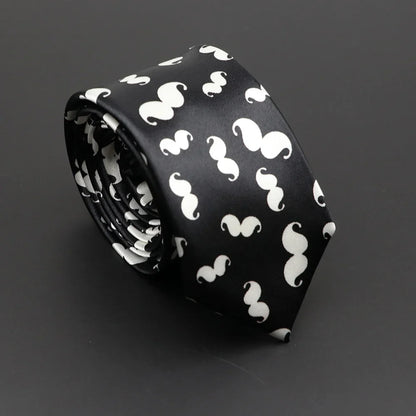 Musical Notes Slim Necktie - Silky Piano & Guitar Print Tie for Men & Women, Elegant Fashion Gift
