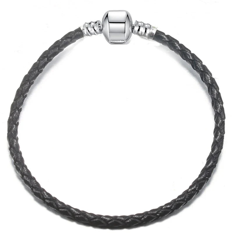 BAOPON 9-Color Leather Charm Bracelet - DIY Chain Jewelry Gift for Women & Girls