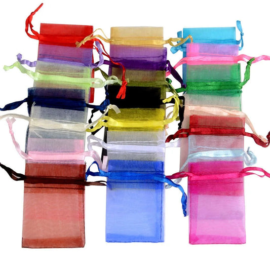 Organza Gift Bags - 50/100pcs Drawstring Jewelry Pouches 24 Colors for Wedding Christmas Candy Gift Packaging