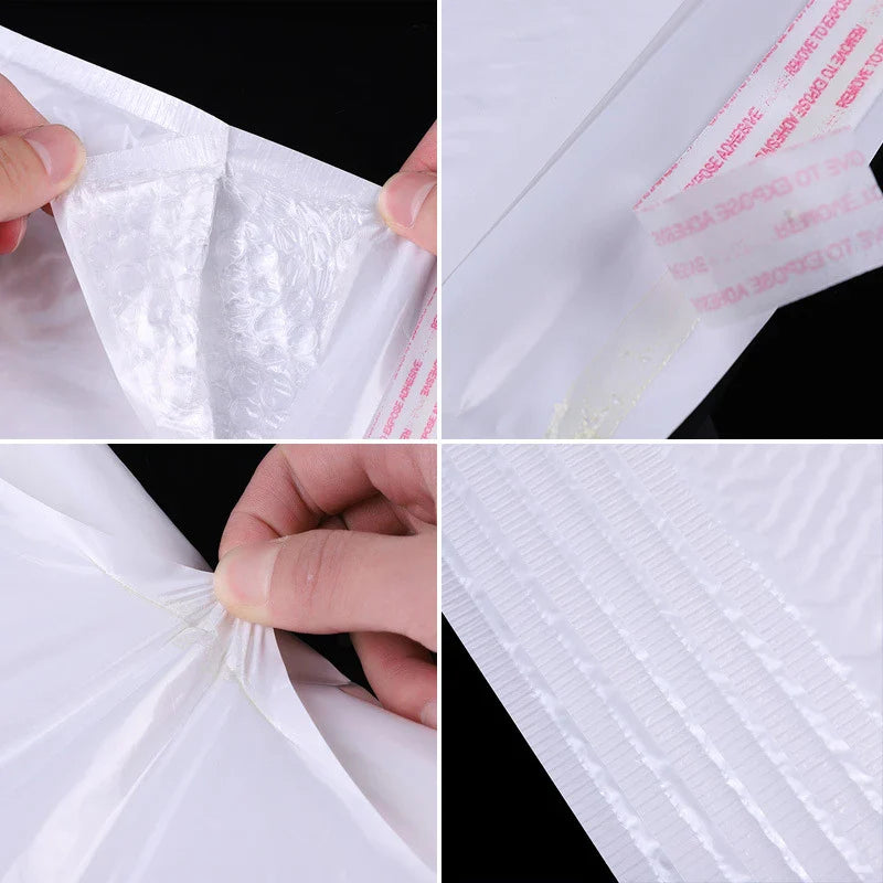 50Pcs White Poly Bubble Mailers – Self-Seal Padded Envelopes for Gifts, Books, and Packaging, Shipping Bags