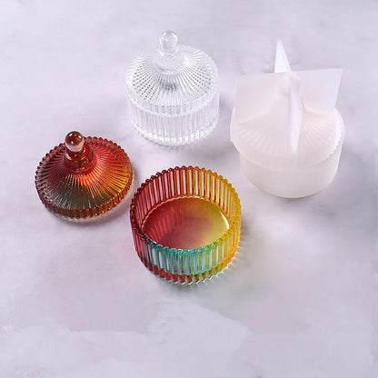 DIY Round Stripe Crystal Epoxy Resin Storage Box Silicone Mold