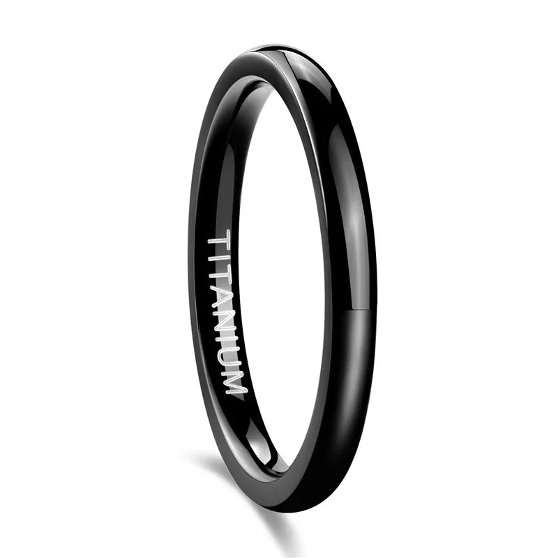 TIGRADE Titanium Wedding Band Rings - 2/4/6/8mm Polished Classic Engagement Rings for Men & Women in Black & Silver