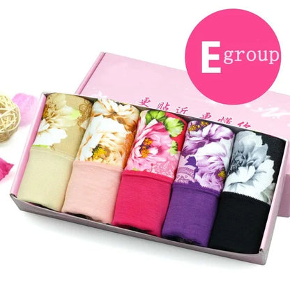 5Pcs Women’s Printed Panties Set - Soft Floral Brief Underwear & Comfortable Sexy Lingerie for Everyday Wear