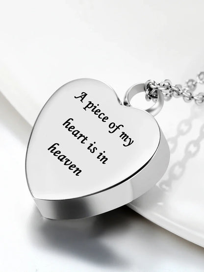Custom Stainless Steel Heart Cremation Urn Necklace – Memorial Ash Keepsake Pendant with Funnel Fill Kit