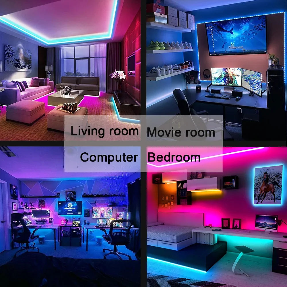 USB RGB LED Strip Light - 5050 SMD Flexible Bluetooth LED Tape Lamp for TV Desktop Room Decoration