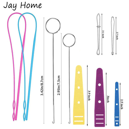 Flexible Sewing Threader Tool — Drawstring Loop Turner Hook with Metal Tweezers & Plastic Threader for DIY Sewing