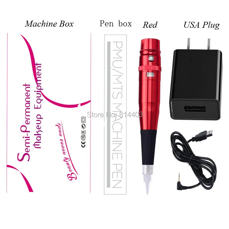 Professional Dermografo Universal PMU Tattoo Pen - Rotary Machine with Speed Control for Lip & Eyebrow Makeup Tattoo