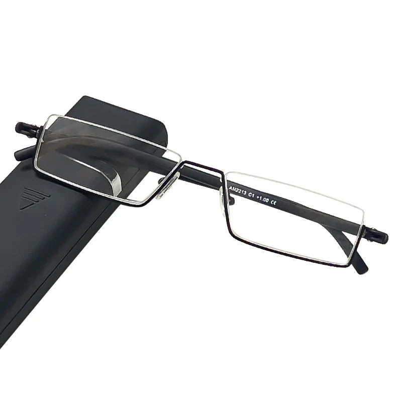 May Flower Anti-Blue Light Reading Glasses – Men’s Half-Frame TR90 Prescription Eyewear +1.75 with Case
