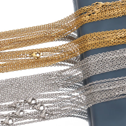 10Pcs 50cm Stainless Steel Link Chains – Cuban Cross Necklaces for DIY Jewelry Making & Gifts (Bulk)