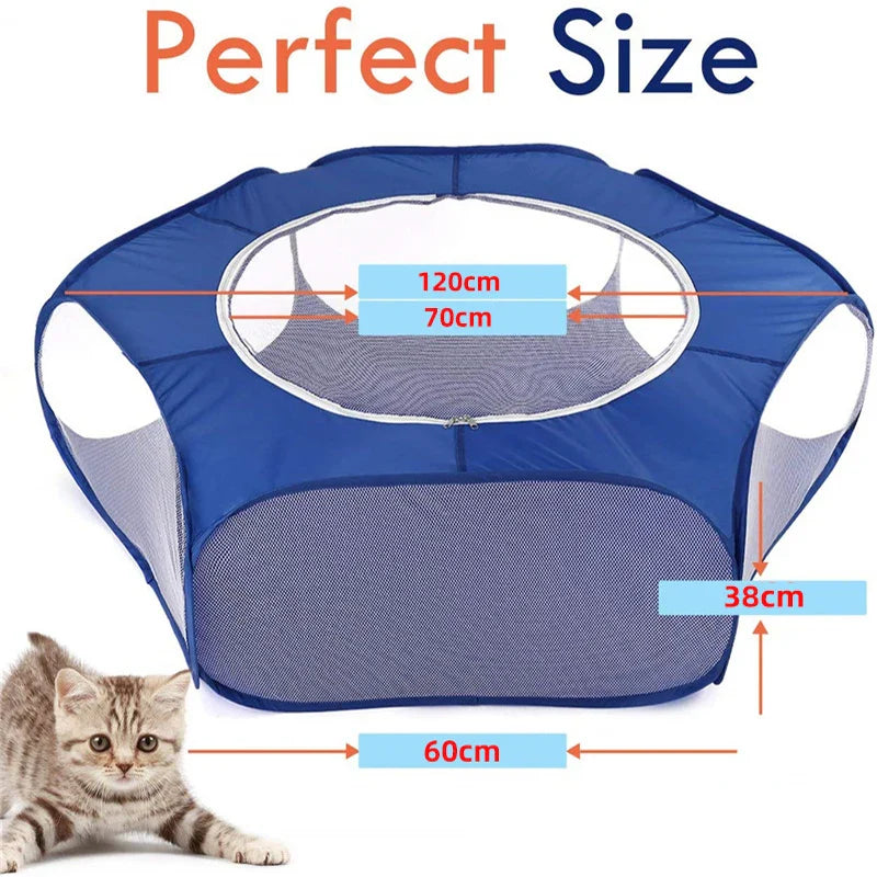 Portable Transparent Small Pet Cage – Foldable Playpen Tent for Hedgehogs, Dogs, Hamsters, Rabbits & Guinea Pigs
