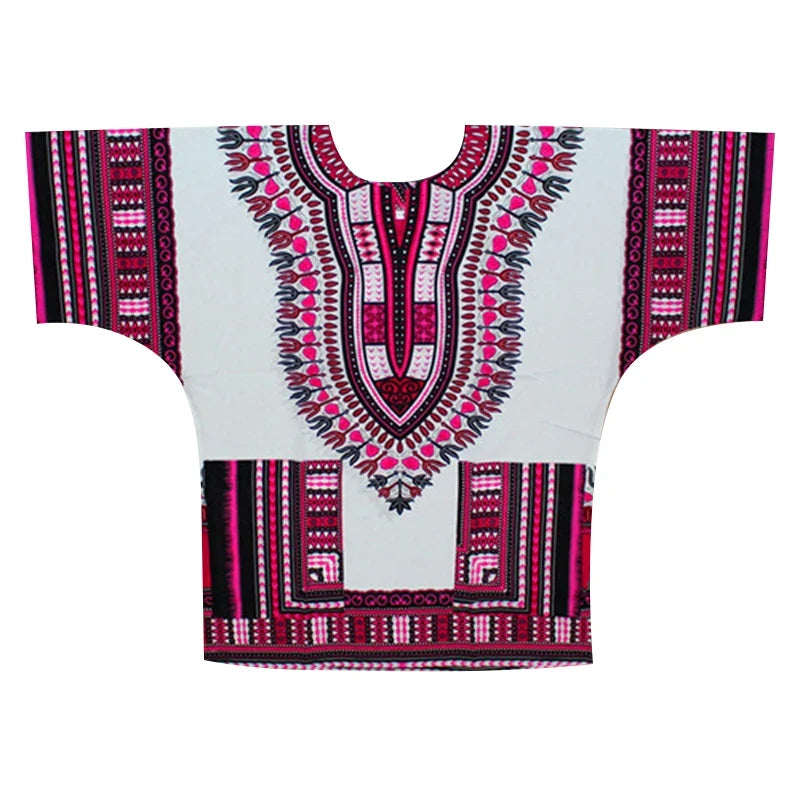 African Dashiki Cotton T-Shirt - Traditional Printed Unisex Fashion Top with Vibrant Ethnic Style Design
