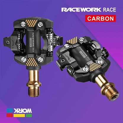 RACEWORK MTB Self-Locking SPD Pedals - Mountain Bike Cleats with Bearing Footrests, Bicycle Parts