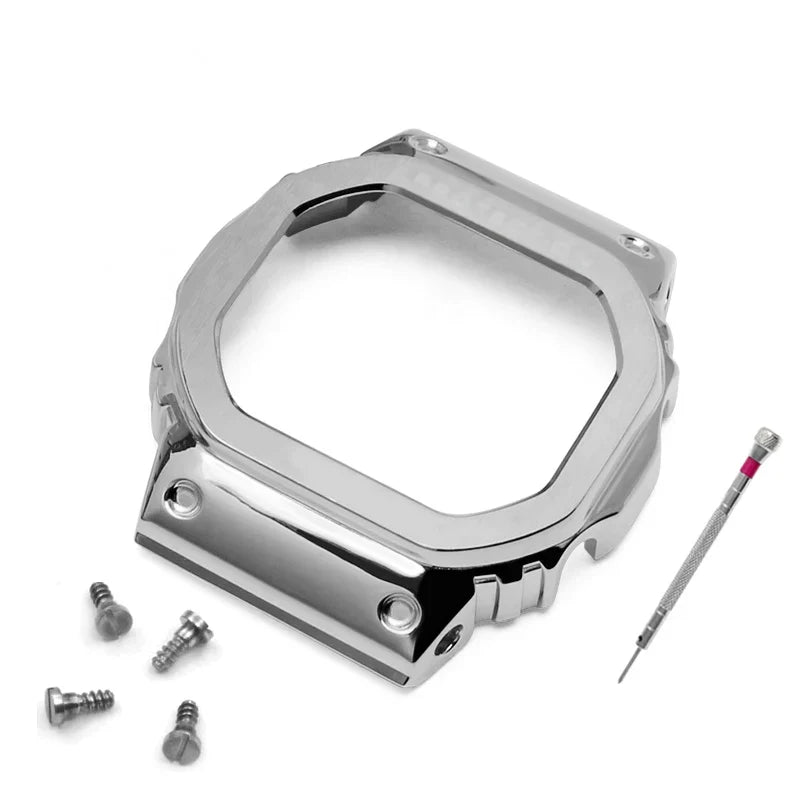 V4.0 Stainless Steel Watch Band & Bezel Kit - Metal Case Strap Replacement for Casio G-Shock DW5600 GW-B5600 DW-5030 Series