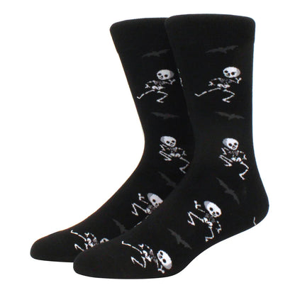 Men's Colorful Combed Cotton Jacquard Crew Socks - Striped Business Casual Dress Socks