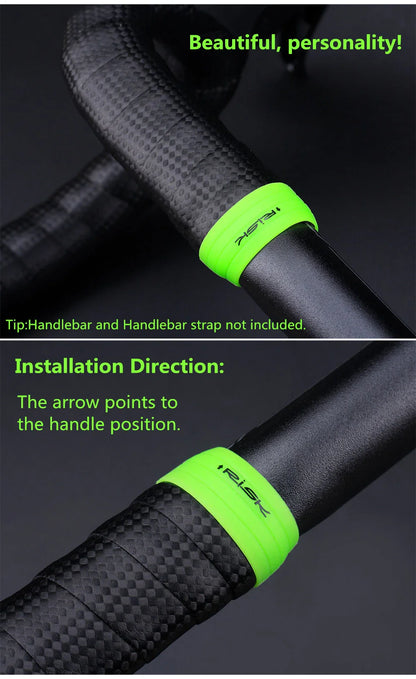 2pcs RISK Bicycle Handlebar Strap Tape – Silicone Anti-Slip Rubber Rings for Bike Grip Fixing