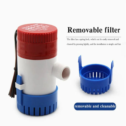 12V 24V Submersible Bilge Pump - 1100GPH 750GPH 500GPH Mini Electric Water Pump for Boats, RVs & Marine Applications