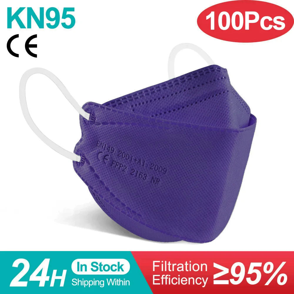 Colored FFP2 KN95 Face Masks – 4-Layer Protective Mascarillas, Certified N95/FFP2 Safety Mask