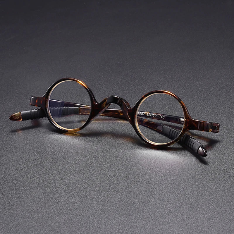 May Flower TR90 Men's Tiny Round Reading Glasses – Retro Anti-Blue Light Eyeglass Frame +4.0